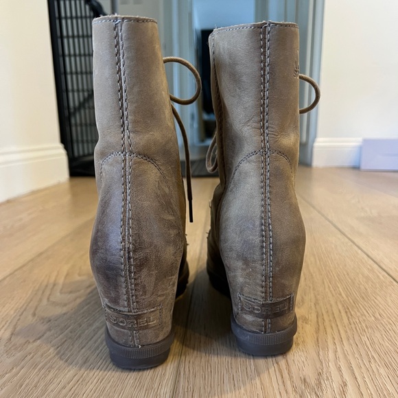 Sorel Joan Of Arc Wedge II Waterproof leather uppers Boots Ash Brown - Picture 4 of 7